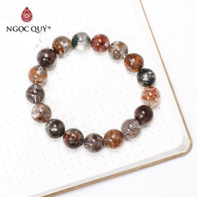 Vòng tay trơn đá thạch anh ưu linh đa sắc size hạt 13mm - Ngọc Quý Gemstones