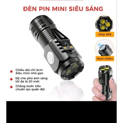 Đèn Pin Cầm Tay Siêu Sáng Mini Có Sạc USB Chiếu Xa 5 Chế Độ Sáng, Pin Trâu Chống Thấm Nước, Tiện Dụng – Hàng Nhập Khẩu
