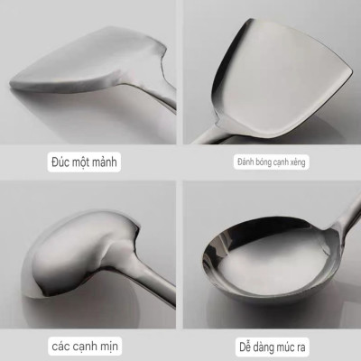 Set 2 vá canh, xẻng xào inox 304 