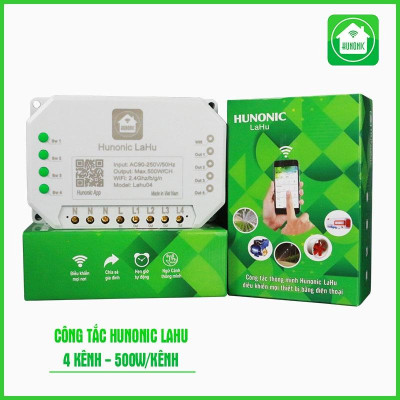 Công tắc Wifi Hunonic Lahu 1 kênh 4000W, 2 kênh & 4 kênh (500W/1 kênh)