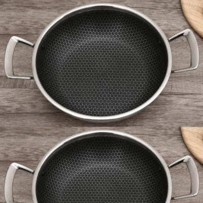 CHẢO TỔ ONG 2 QUAI MẪU MỚI SIZE 28 - 30CM, CHẢO TỔ ONG ĐÁY PHẲNG 2 QUAI MẪU MỚI