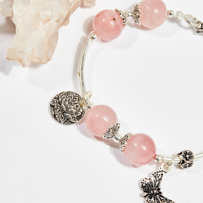 Vòng tay phong thủy đá thạch anh hồng 10mm mệnh hỏa , thổ - Ngọc Quý Gemstones