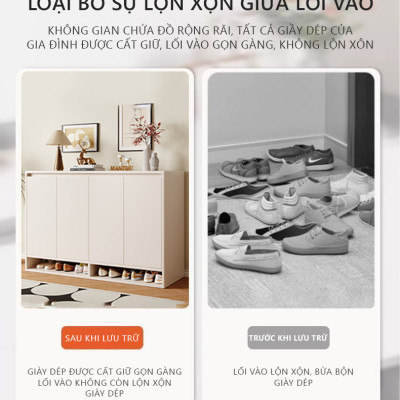 Tủ giày thông minh 4 cánh gỗ mdf phủ melamin phong cách minimalism thương hiệu IGA - GP316