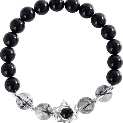 Vòng tay đá Obsidian phối thạch anh tóc đen mệnh thủy, mộc - Ngọc Quý Gemstones