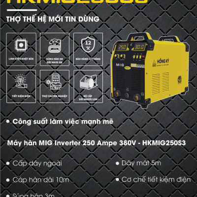 Máy hàn MIG Hồng Ký Master 250 Ampe 380V - HKMIG250S-3
