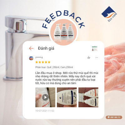 Nước rửa tay hữu cơ diệt khuẩn dạng bọt hương Cam 4Ll thương hiệu Ecocare