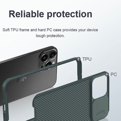 Ốp lưng dành cho iPhone 14 Pro Max hiệu Nillkin Defend Camera Chống sốc - Hàng nhập khẩu