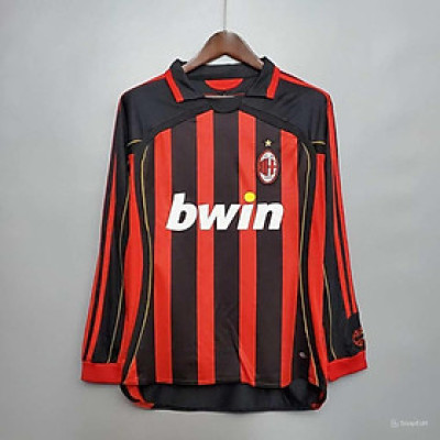 Áo Bóng Đá Retro AC Milan 2006 Dài Tay - Sân Nhà bản cao cấp vải Cotton Polyester