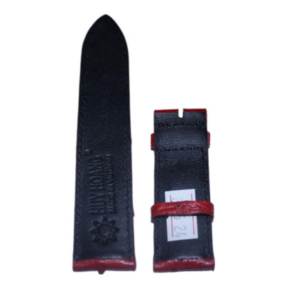 HC8445 - Dây đồng hồ Huy Hoàng da đà điểu da bụng size 22, 24, 26 màu đỏ