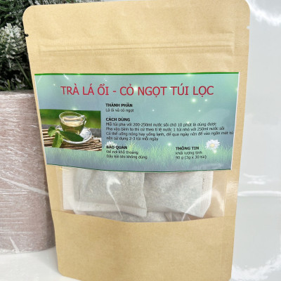 Trà lá ổi - Cỏ ngọt ( Hộp 30 gói 3g) - Sản phầm tốt cho người tiểu đường, thanh nhiệt mát gan và hỗ trợ giảm cân