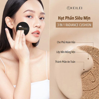 [ COMBO 1 Cushion + 2 Lõi cushion] Phấn nước đa năng 3trong1 KEILEI - 3 in 1 radiance cushion KEILEI