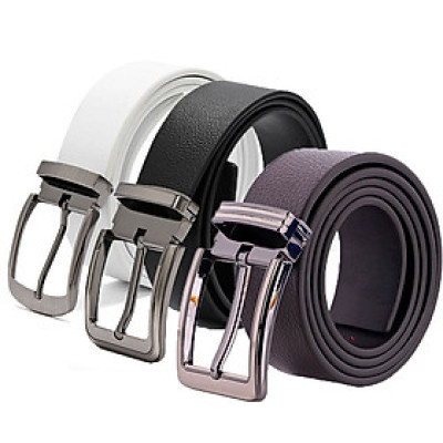 HJ4107-08-09 - Dây nịt nam Huy Hoàng da bò đầu kim 4P màu trắng, đen, nâu