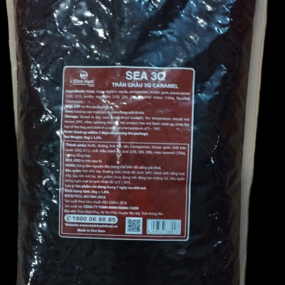 Trân Châu 3Q Sea Jelly Caramel 2 kg / Thạch 3Q Caramel Sea Jelly Đường Đen (ngon, dai giòn sần sật - dùng trực tiếp mà không cần nấu hay chế biến khác)