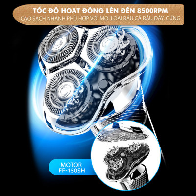 Máy cạo râu khô và ướt KEMEI KM-T86 chống thấm nước IPX6 công suất 8W sạc USB nhanh 1.5 giờ - Chính hãng