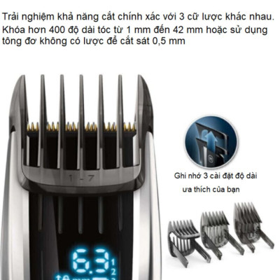 Tông đơ cắt tóc Dualcut, Titanium, Series 9000 Thương hiệu Hà Lan cao cấp Philips - HC9450 - Hàng Nhập Khẩu (Bảo hành 24 Tháng)