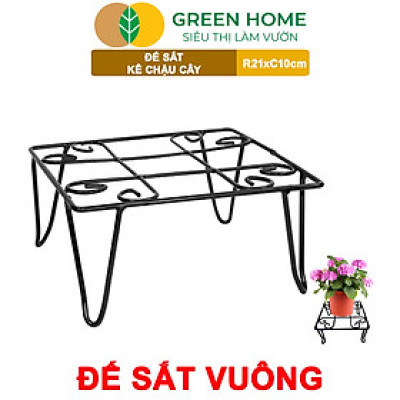 Đế Kê Chậu Cây Greenhome, R21xc10cm, Bằng Sắt Sơn Tĩnh Điện, Màu Đen, Uốn Mỹ Nghệ, Bền, Đẹp, Nhiều Hình Dạng Lựa Chọn