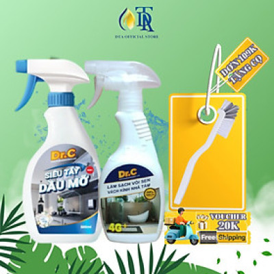 Combo Nước Lau Bếp Đa Năng,Tẩy Xoong Nồi Siêu Sạch+Tẩy Cặn Canxi Nhà Tắm,Tẩy Vách Kính Vòi Sen Inox,Tẩy Ố Vàng Nhà Vệ Sinh 4G Dr.C