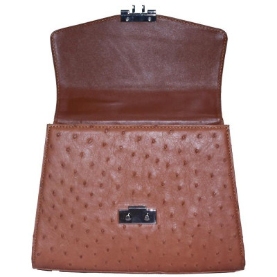 Túi hộp đeo chéo nữ Huy Hoàng da đà điểu màu nâu đỏ HP6460