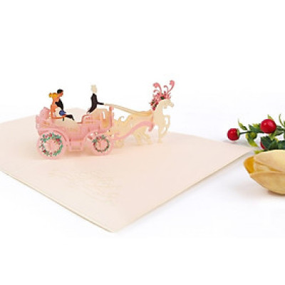 Thiệp 3D Pop Up Xe Ngựa Cưới – Thiệp Chúc Mừng Đám Cưới, Thiệp Wedding Sang Trọng, Độc Đáo, W04