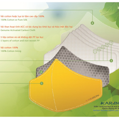 Khẩu trang Karibon Cotton trẻ em họa tiết con vật họ nhà mèo