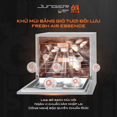 Máy rửa bát Junger DWJ-100 Dung tích 10 bộ Sấy khô Diệt khuẩn UV Hàng Chính Hãng Bảo Hành 24 Tháng