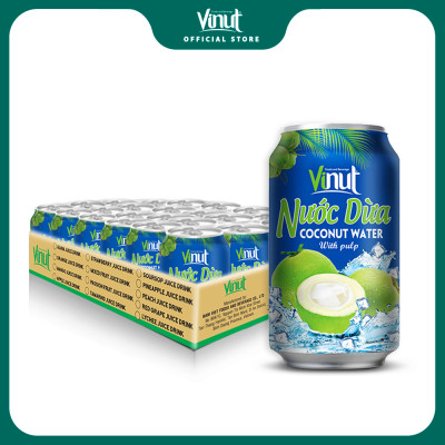 Thùng 24 Lon Nước Dừa Có Thịt Vinut 330ml