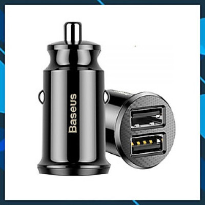 Tẩu sạc đa năng dùng cho xe hơi Baseus Grain Mini (5V, 3.1A Fast Charge, 2 cổng USB Car Charger) - Hàng Chính Hãng