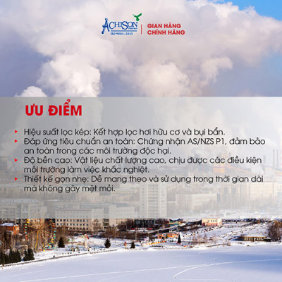 Khẩu trang than hoạt tính lọc mùi 3M 9913, chính hãng, lọc hơi hữu cơ