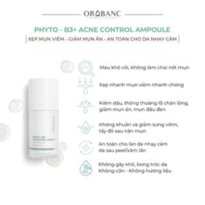 Serum mụn Orobanc phyto B3 acne ampoule 15ml