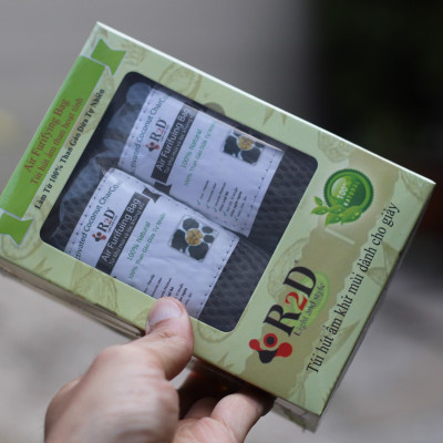 Túi hút ẩm khử mùi và lọc không khí cho tủ Giày Dép (hộp 4 túi nhỏ) làm từ Than hoạt tính gáo dừa