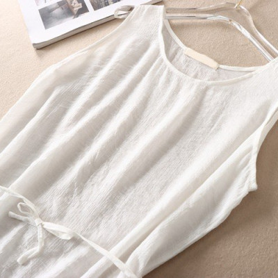 Áo kiểu nữ sát nách, chất liệu đũi mềm mát kèm dây thắt eo cá tính Haint Boutique Ale06