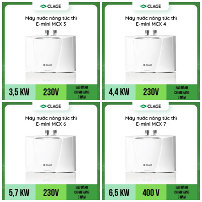 Máy Làm Nước Nóng Tức Thì CLAGE E-mini MCX3, Chống Giật, Điều Khiển Thông Minh Làm Nước Nóng Trực Tiếp - Hàng Chính Hãng