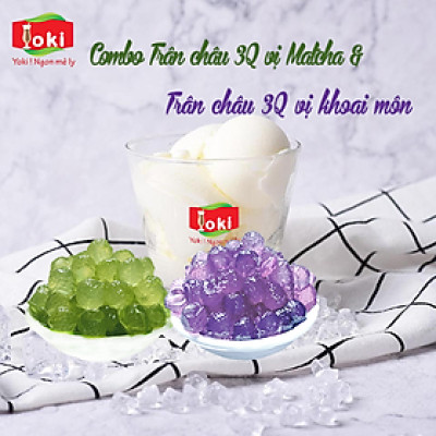 Combo Trân châu 3Q vị khoai môn Yoki và Trân châu 3Q vị Matcha Yoki