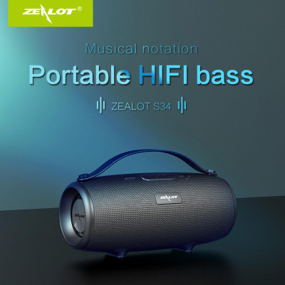 Loa Bluetooth không dây ZEALOT S34 không thấm nước  HiFi TWS Hỗ trợ loa siêu trầm âm thanh nổi - Màu đỏ