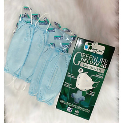 Khẩu trang y tế kháng khuẩn 4D GREEN LIFE màu xanh - có chứng nhận kiểm định chất lượng
