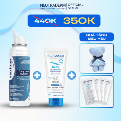 Hộp Quà 20.10 Cao Cấp: Neutraderm Tắm Gội Baby 100ml + Xịt Vệ Sinh Mũi Nước Biển Sâu 100ml