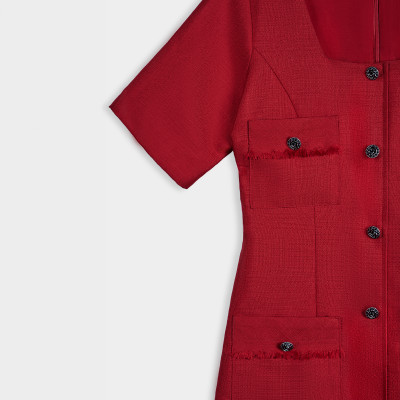 Đầm Tweed Cổ Vuông Lộc DRE190 thời trang thiết kế Hity