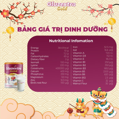 Sữa tiểu đường GLUZETRA GOLD với hơn 20 loại hạt tự nhiên với sữa non nhập khẩu từ Mỹ giàu dinh dưỡng 400gr/lon