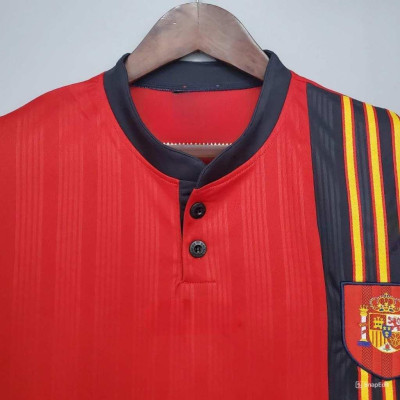 Áo Bóng Đá Retro Tuyển Tây Ban Nha 1996 - Sân Nhà bản cao cấp vải Cotton Polyester