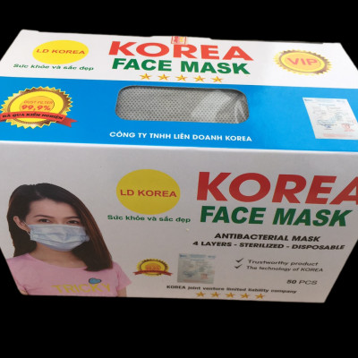 Combo 4 hộp khẩu trang y tế korea, bốn lớp (tương đương 200 chiếc)
