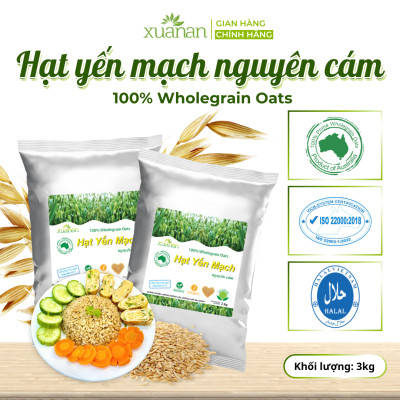 Hạt Yến Mạch Nguyên Cám Úc Xuân An [ko đường] Túi 3Kg (100% Australian Wholegrain Oats) (Giảm 30%)