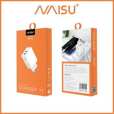 Bộ sạc hai cổng, tương thích với các điện thoại di động phổ thông trên thị trường, NS-24 ID – 1815 - Hàng nhập khẩu