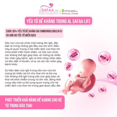 Sữa non nguyên chất al SAFAA life 500mg-USA, 30%IgG