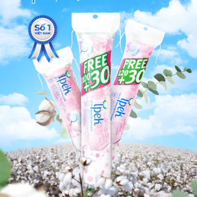 [ Mua 5 tặng 1 mặt nạ ] Bông tẩy trang ipek Thổ Nhĩ Kỳ mềm mịn 150 miếng chính hãng nhập khẩu