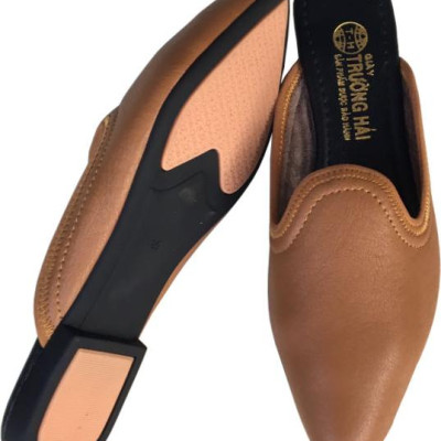 Dép bít mũi TRƯỜNG HẢI da bò thật mềm mại không bong tróc đế cao su chồng mòn êm ái BMN0361