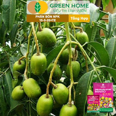 Phân NPK 15-5-20 Greenhome, Minro, Bao 200gr, Kích Ra Hoa, Tăng Đậu Trái Trên Kiểng, Cây Ăn Trái, Củ, Quả