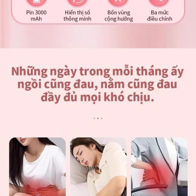 Máy chườm nóng hỗ trợ giảm đau bụng kinh có 3 mức nhiệt, Pin sạc UBS, món quà ý nghĩa tặng người yêu