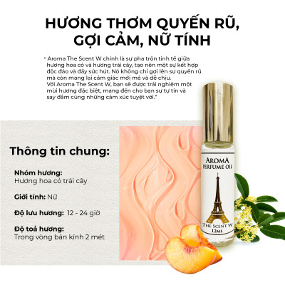 Aroma The Scent W – Tinh Dầu Nước Hoa Pháp Dạng Lăn 12ml