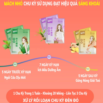 Miếng Dán Đau Bụng Kinh Hamart Dán Chườm Ấm Bụng Giữ Nhiệt Cơ Thể 3 Vị Thảo Dược Thiên Nhiên