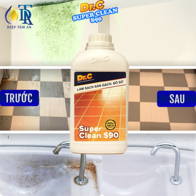 Combo Tẩy Bồn Cầu Bị Ố Vàng,Tẩy Gạch Men,Tẩy Xi Măng S90+Tẩy Cặn Canxi Nhà Tắm,Tẩy Vách Kính Vòi Sen Inox,Tẩy Ố Vàng Nhà Vệ Sinh 4G Dr.C